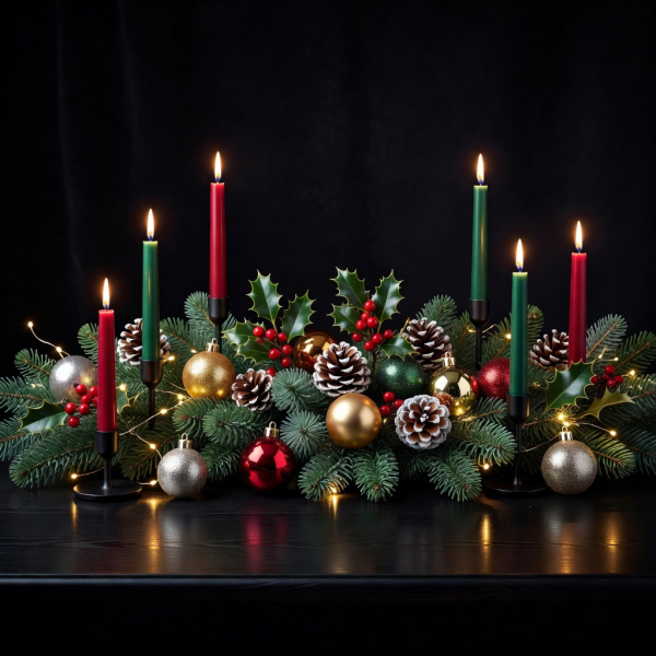 Festive setup on a dark background